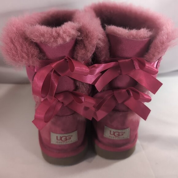 UGG Australia 3280 Boots Cerise Pink Bailey Bow US Women's 5 Mid Calf Sheepskin - Picture 8 of 16